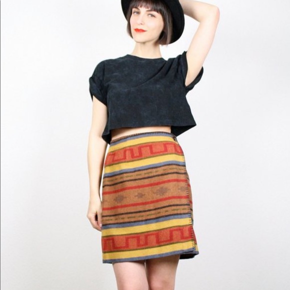 Vintage Dresses & Skirts - Vintage Southwestern Blanket Wrap Skirt